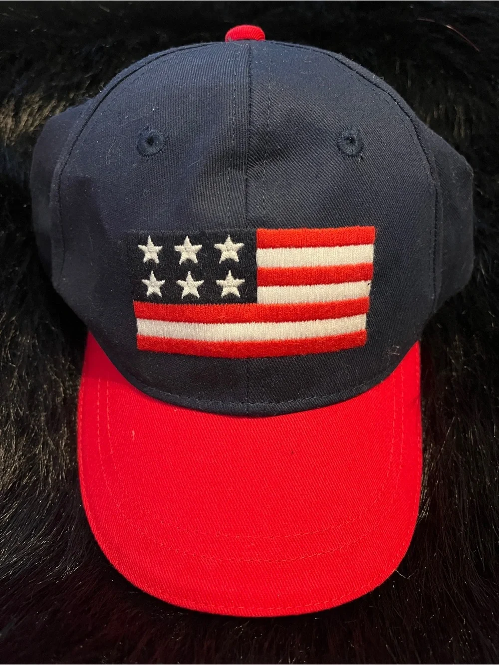 Gymboree Kids Patriotic Red Rim Cap with Embroidered Flag Size 12-24 Months